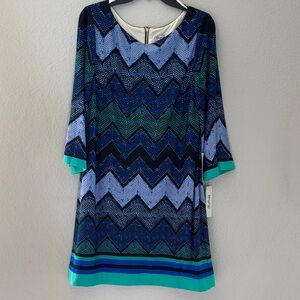 Eliza J Vibrant Blue and Green Dress 16 NWT